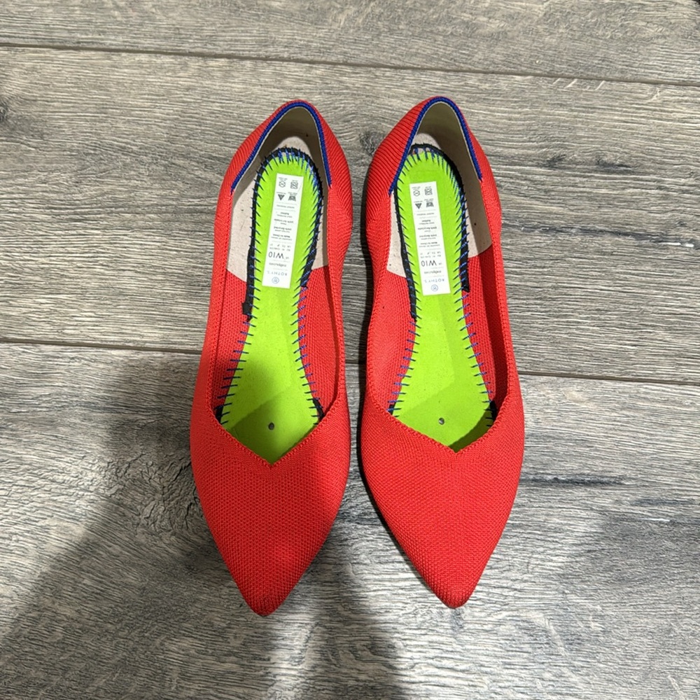 • Rothy’s • Women’s The Point Flats Washable Flame Red 
- Size 10 - Picture 2 of 5